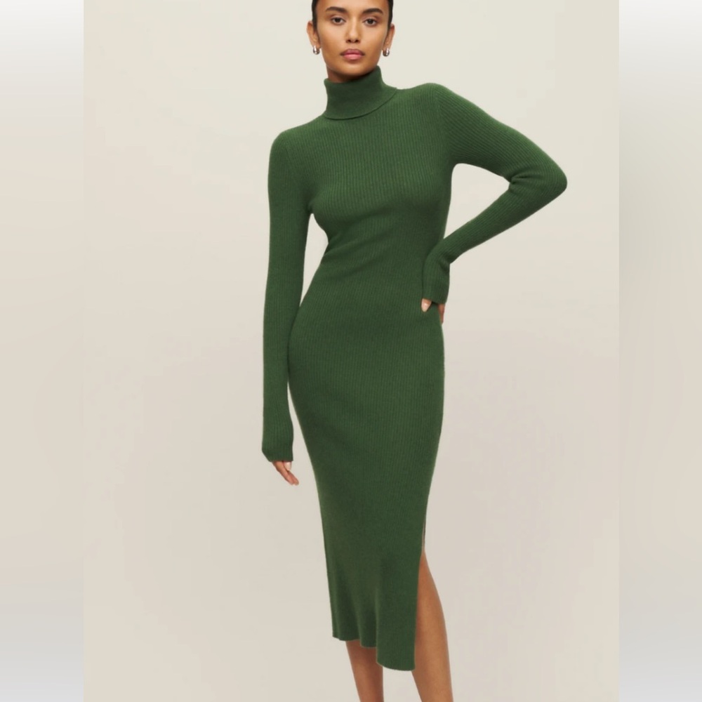 Reformation - Robin Cashmere Dress in cedar green